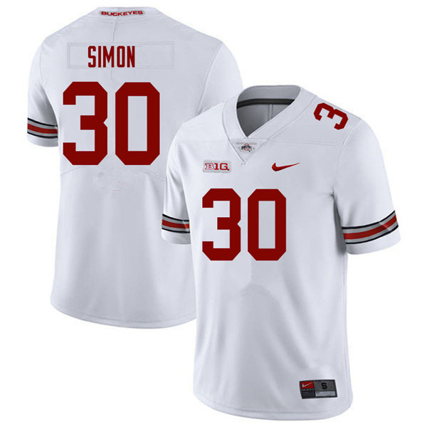Mens Ohio State Buckeyes #30 Cody Simon Nike White College Football Game Jersey