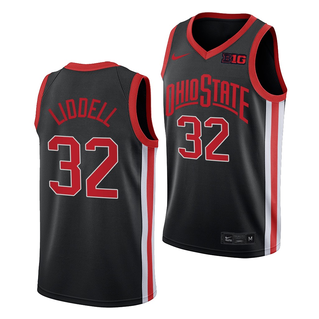 Mens Ohio State Buckeyes #32 E.J. Liddell Nike 2021 Black Retro Basketball Jersey