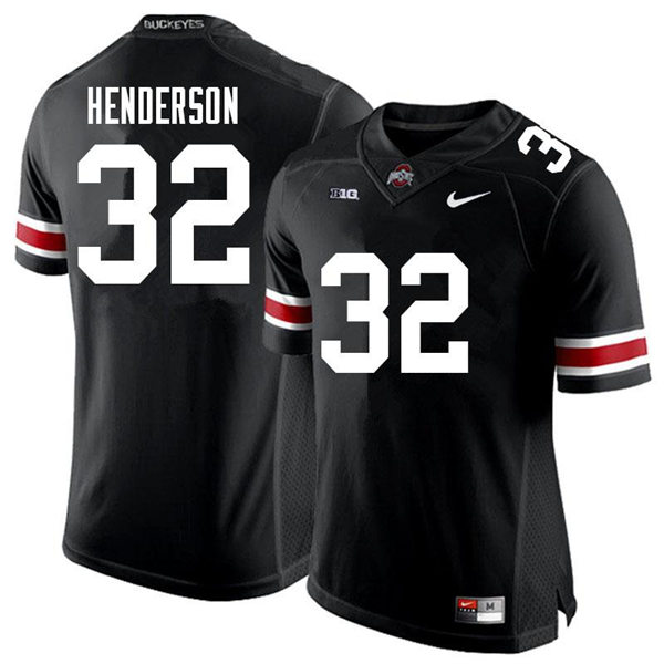 Mens Ohio State Buckeyes #32 TreVeyon Henderson Nike Black White College Football Game Jersey