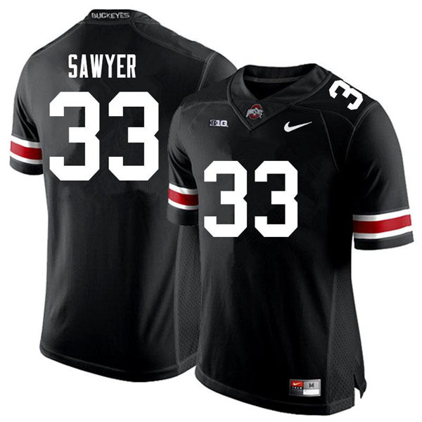 Mens Ohio State Buckeyes #33 Jack Sawyer Nike Black White College Football Game Jersey
