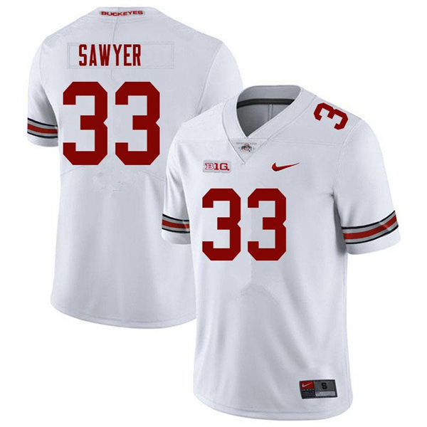 Mens Ohio State Buckeyes #33 Jack Sawyer Nike White College Football Game Jersey