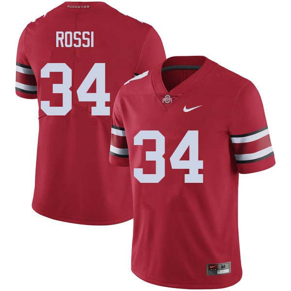 Mens Ohio State Buckeyes #34 Mitch Rossi Scarlet College Football Game Jersey