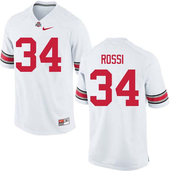 Mens Ohio State Buckeyes #34 Mitch Rossi White College Football Game Jersey