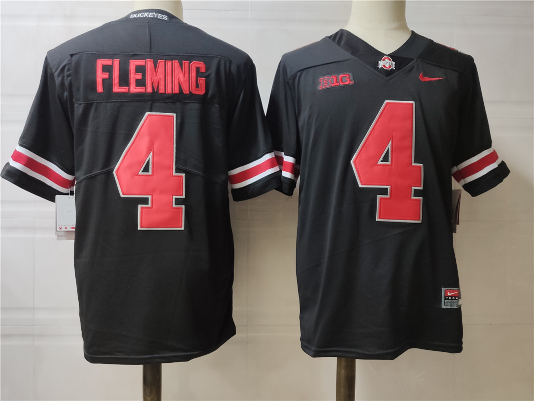 Mens Ohio State Buckeyes #4 Julian Fleming Nike Blackout Football Jersey