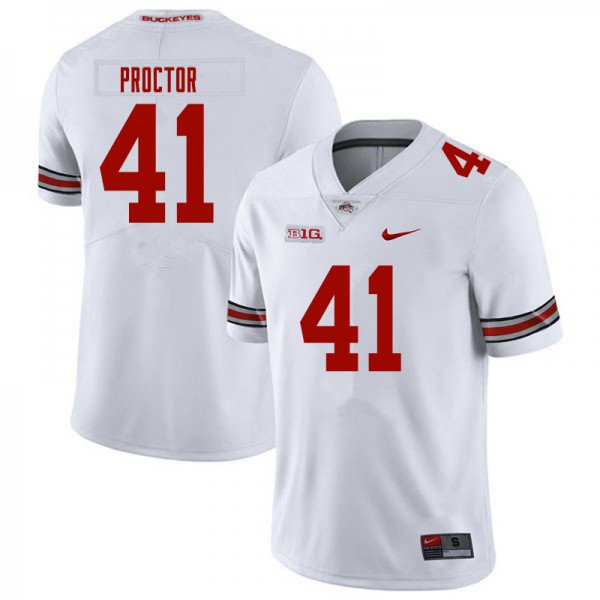 Mens Ohio State Buckeyes #41 Josh Proctor White College Football Game Jersey-4