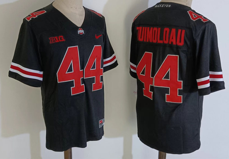 Mens Ohio State Buckeyes #44 J.T. Tuimoloau Nike Blackout College Football Game Jersey 