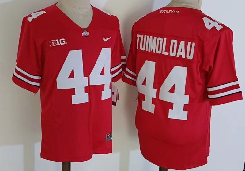 Mens Ohio State Buckeyes #44 J.T. Tuimoloau Nike Scarlet College Football Game Jersey