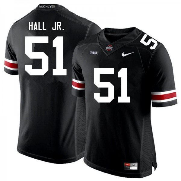Mens Ohio State Buckeyes #51 Mike Hall Jr. Black White College Football Game Jersey