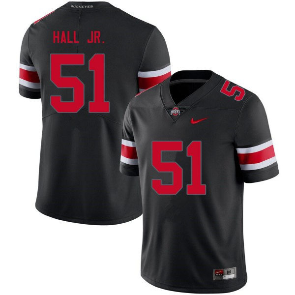 Mens Ohio State Buckeyes #51 Mike Hall Jr. Blackout College Football Game Jersey