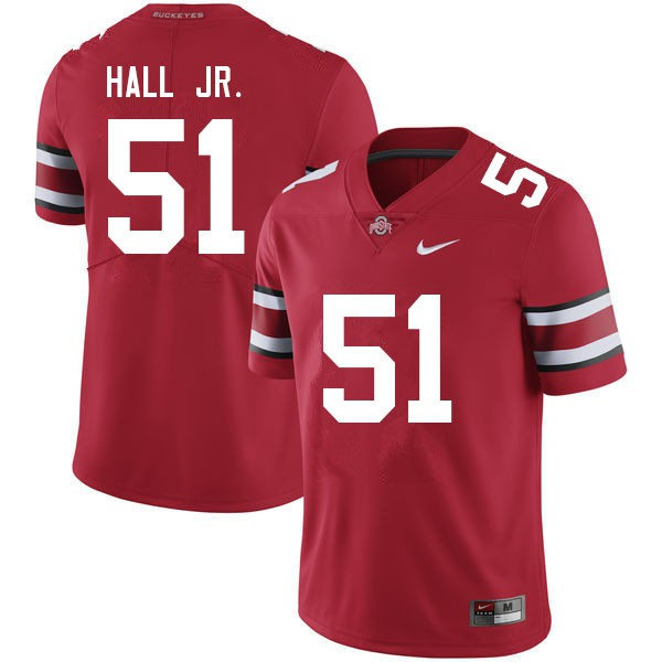 Mens Ohio State Buckeyes #51 Mike Hall Jr. Scarlet College Football Game Jersey