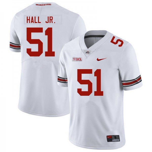 Mens Ohio State Buckeyes #51 Mike Hall Jr. White College Football Game Jersey