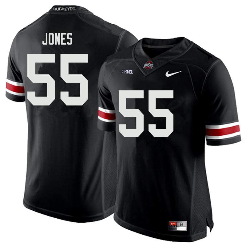 Mens Ohio State Buckeyes #55 Matthew Jones Black White College Football Game Jersey