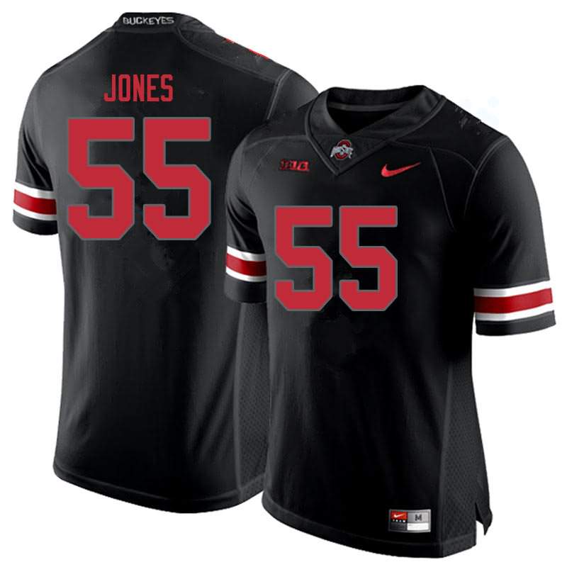 Mens Ohio State Buckeyes #55 Matthew Jones Blackout College Football Game Jersey