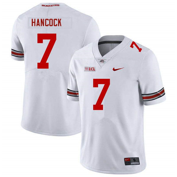 Mens Ohio State Buckeyes #7 Jordan Hancock Nike White College Football Game Jersey