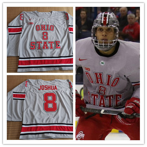Mens Ohio State Buckeyes #8 Dakota Joshua Nike Grey College Hockey Jersey