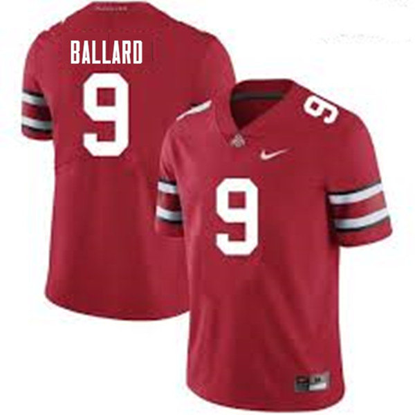Mens Ohio State Buckeyes #9 Jayden Ballard Scarlet College Football Game Jersey
