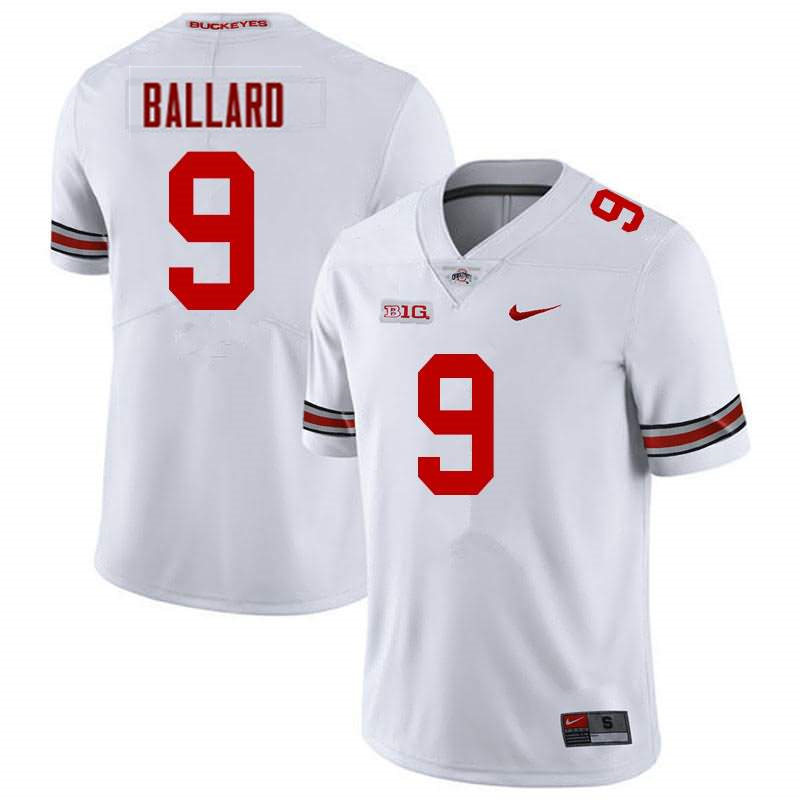 Mens Ohio State Buckeyes #9 Jayden Ballard White College Football Game Jersey(2)