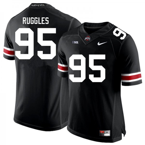 Mens Ohio State Buckeyes #95 Noah Ruggles Black White College Football Game Jersey