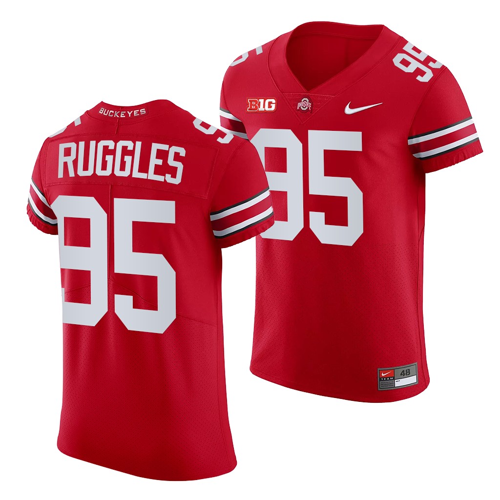 Mens Ohio State Buckeyes #95 Noah Ruggles Scarlet College Football Game Jersey