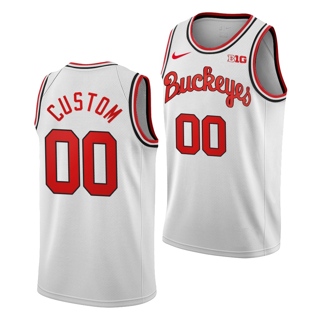 Mens Ohio State Buckeyes Custom Duane Washington Jr. CJ Walker Justice Sueing E. J. Liddell Nike White 1980'S RETRO Basketball 