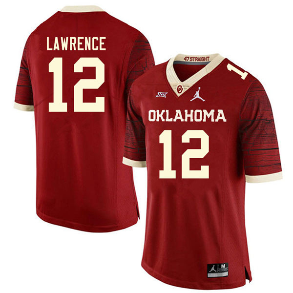 Mens Oklahoma Sooners #12 Key Lawrence Jordan Crimson Limited Football Jersey