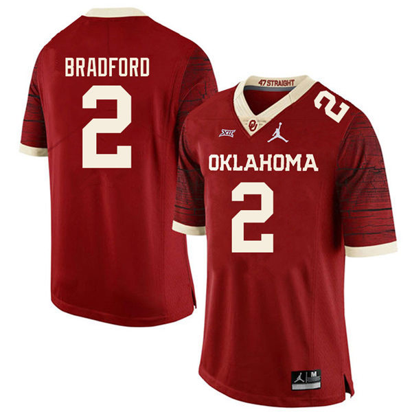 Mens Oklahoma Sooners #2 Tre Bradford Jordan Crimson Limited Football Jersey