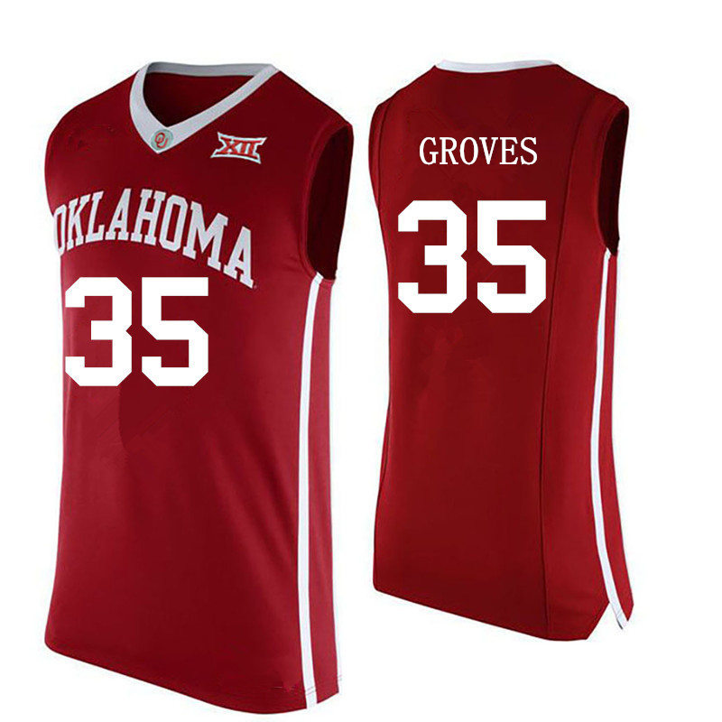Mens Oklahoma Sooners #35 Tanner Groves Nike Red College basketball Game Jersey