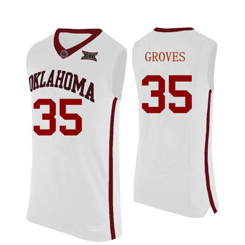 Mens Oklahoma Sooners #35 Tanner Groves Nike White College basketball Game Jersey