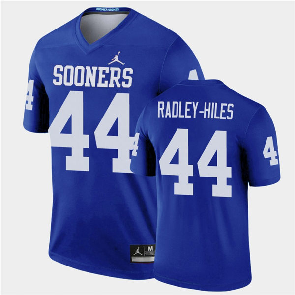 Mens Oklahoma Sooners #44 Brendan Radley-Hiles Blue Jordan Legend College Football Jersey 