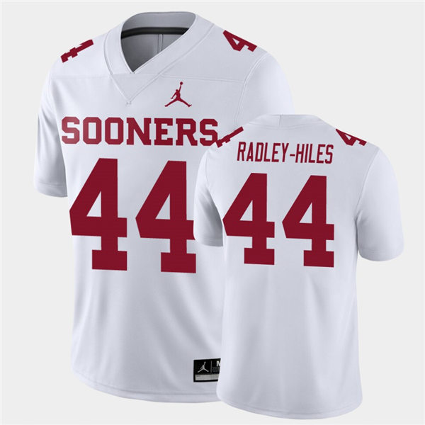 Mens Oklahoma Sooners #44 Brendan Radley-Hiles White Jordan College Football Game Jersey 