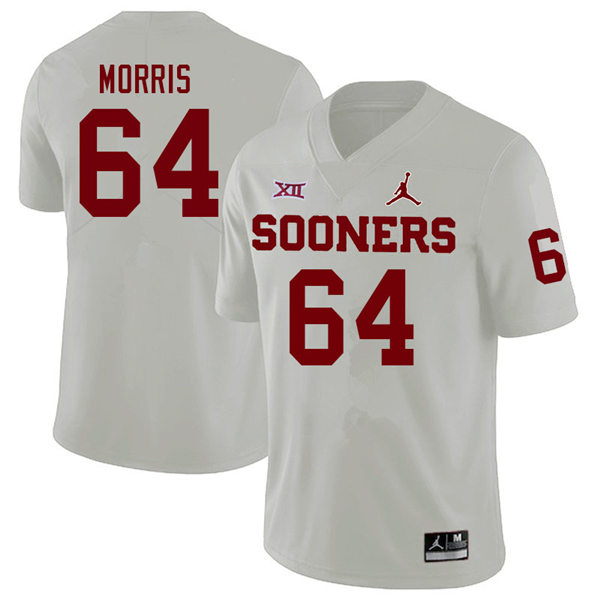 Mens Oklahoma Sooners #64 Wanya Morris White Jordan College Football Game Jersey