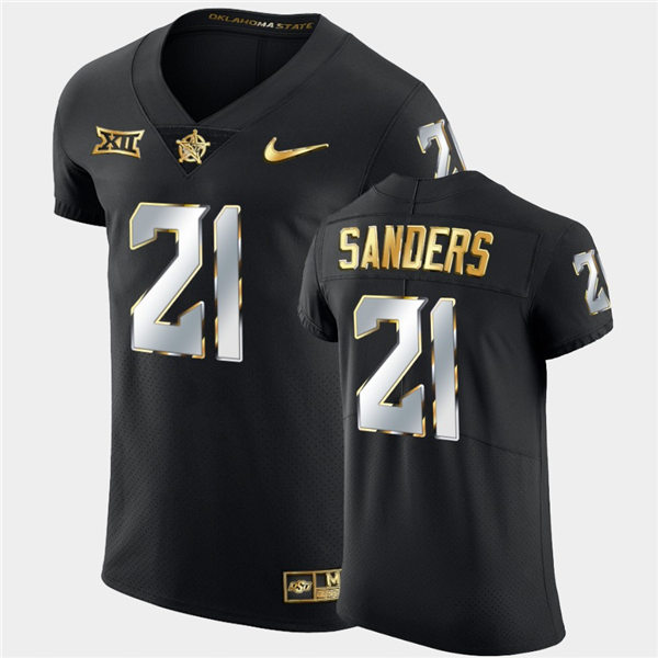 Mens Oklahoma State Cowboys #21 Barry Sanders Nike Black Golden Edition College Football Jersey
