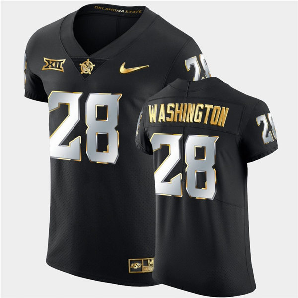 Mens Oklahoma State Cowboys #28 James Washington Nike Black Golden Edition College Football Jersey