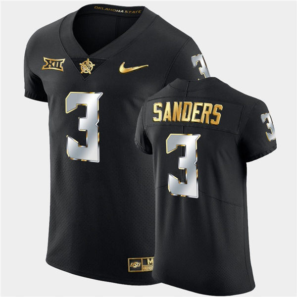Mens Oklahoma State Cowboys #3 Spencer Sanders Nike Black Golden Edition College Football Jersey