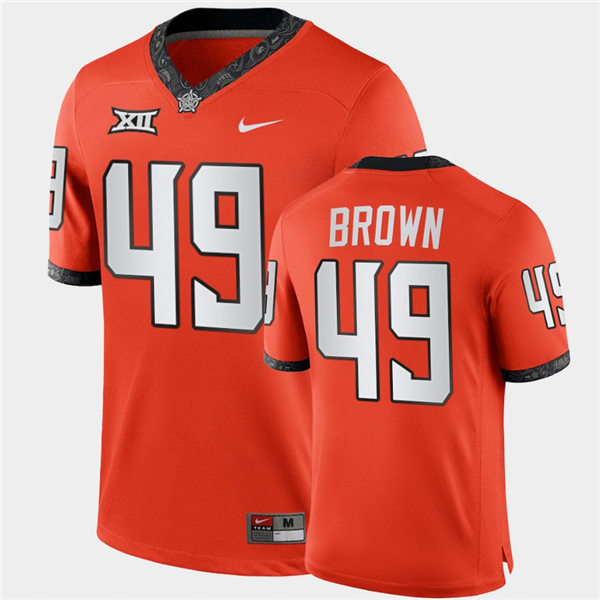Mens Oklahoma State Cowboys #49 Tanner Brown Nike Orange College Football Jersey