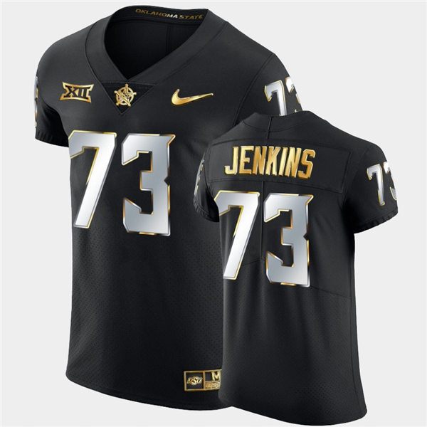 Mens Oklahoma State Cowboys #73 Teven Jenkins Nike Black Golden Edition College Football Jersey