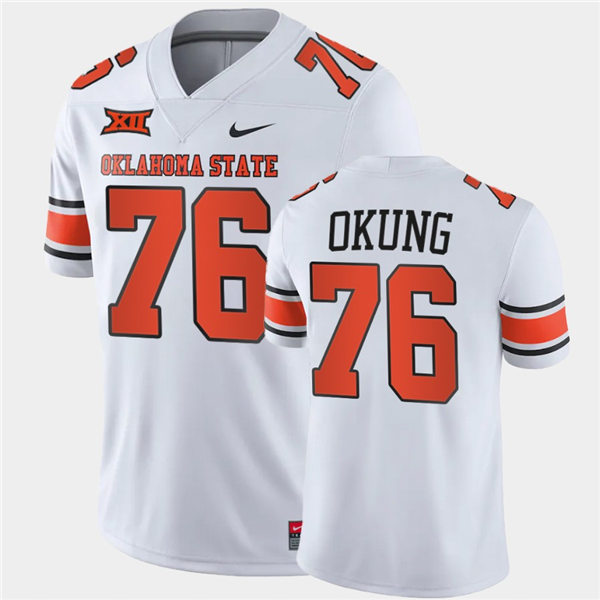 Mens Oklahoma State Cowboys #76 Russell Okung Nike White Vapor Limited Football Jersey
