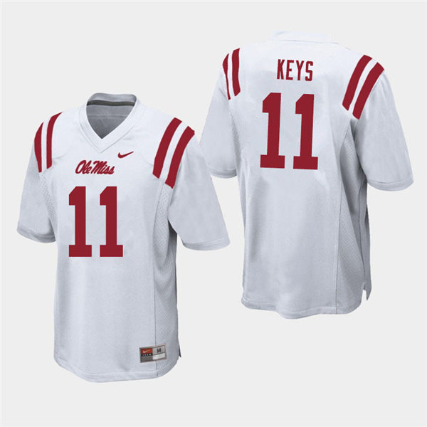 Mens Ole Miss Rebels #11 Austin Keys Nike White College Football Game Jersey