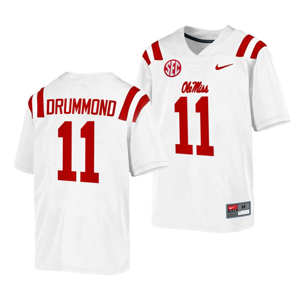 Mens Ole Miss Rebels #11 Dontario Drummond Nike White College Football Game Jersey