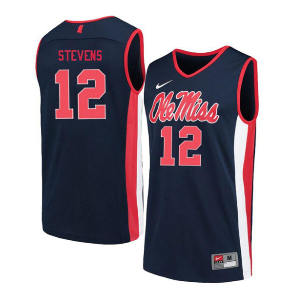 Mens Ole Miss Rebels #12 Bruce Stevens Nike Navy College Basketball Jersey