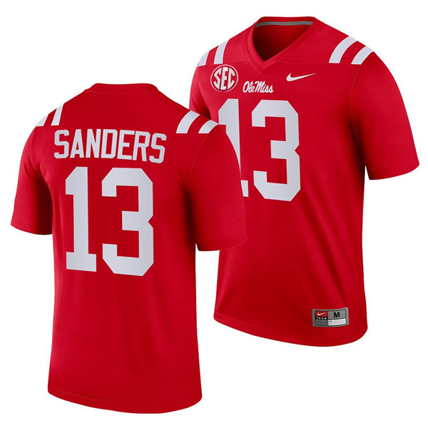 Mens Ole Miss Rebels #13 Braylon Sanders Nike Red College Football Game Jersey