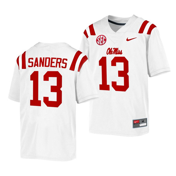 Mens Ole Miss Rebels #13 Braylon Sanders Nike White College Football Game Jersey