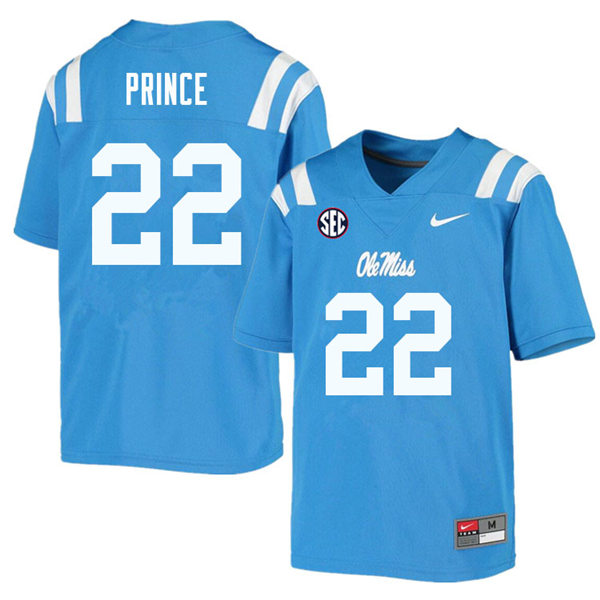 Mens Ole Miss Rebels #22 Deantre Prince Nike Light Blue College Football Game Jersey