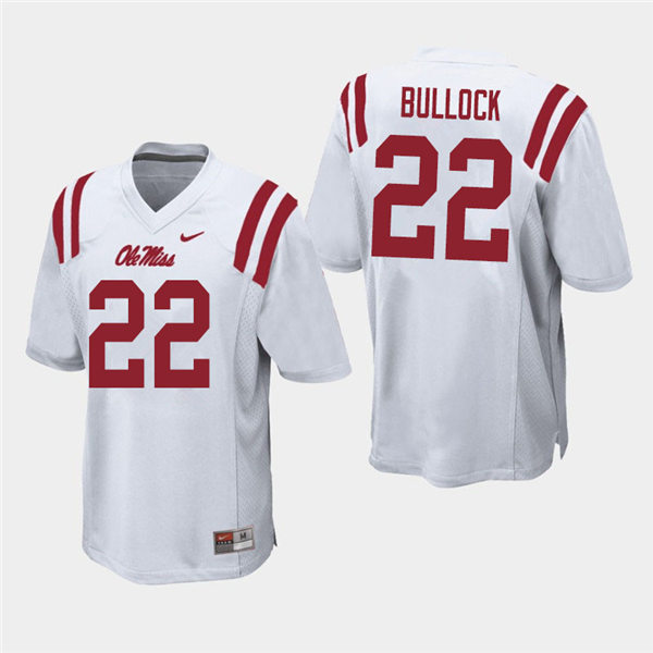 Mens Ole Miss Rebels #22 Kentrel Bullock Nike White College Football Game Jersey