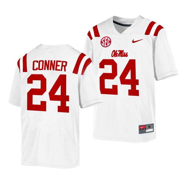 Mens Ole Miss Rebels #24 Snoop Conner Nike White College Football Game Jersey