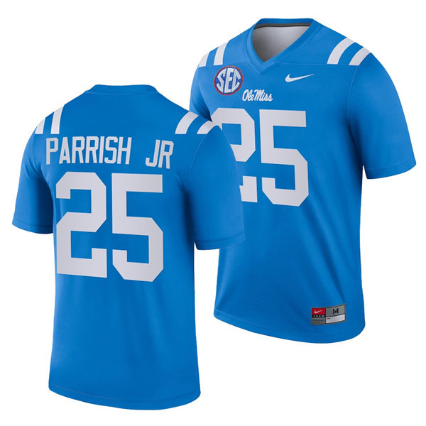 Mens Ole Miss Rebels #25 Henry Parrish Jr. Nike Light Blue College Football Game Jersey