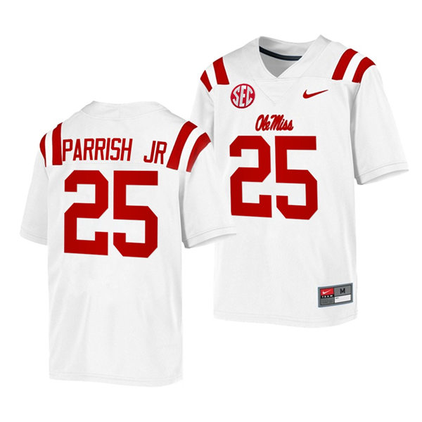 Mens Ole Miss Rebels #25 Henry Parrish Jr. Nike White College Football Game Jersey