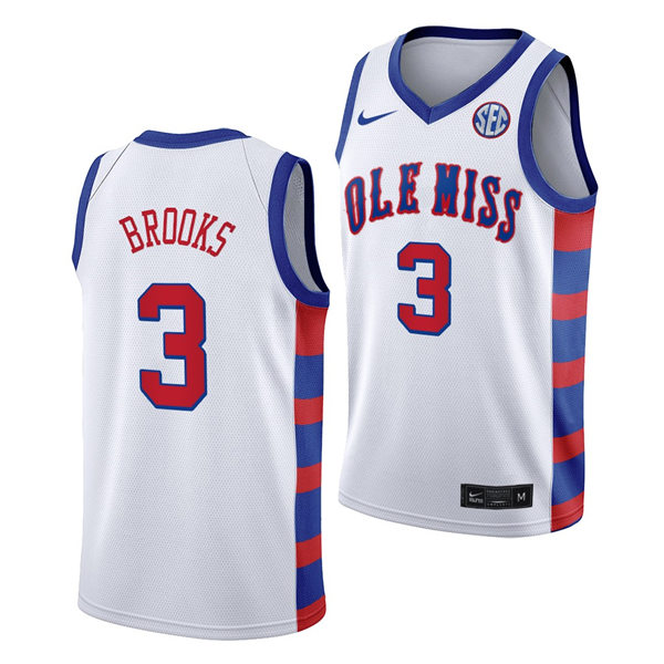 Mens Ole Miss Rebels #3 Nysier Brooks Nike 2021 White 20th Anniversary Basketball Jersey