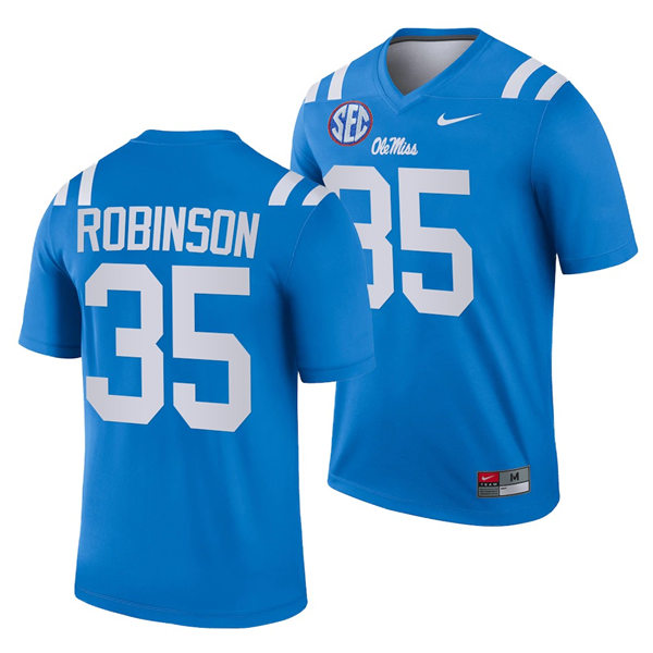 Mens Ole Miss Rebels #35 Mark Robinson Nike Light Blue College Football Game Jersey