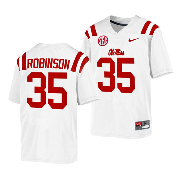 Mens Ole Miss Rebels #35 Mark Robinson Nike White College Football Game Jersey